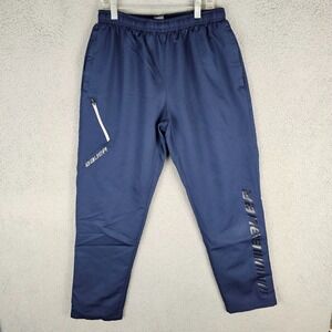 Bauer‎ Team Lined Warm Up Pants Mens S Navy Lightweight Drawstring Athletic Fit